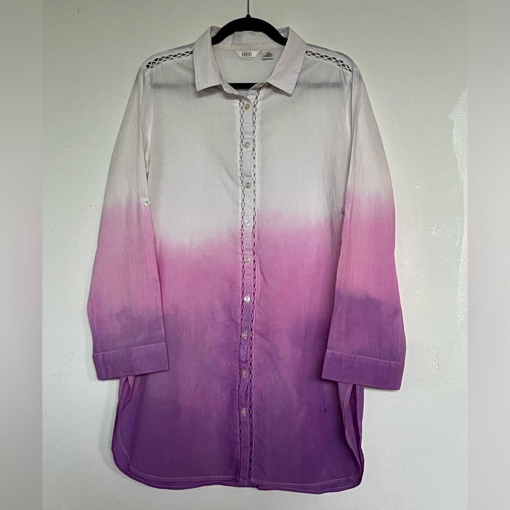 Kaktus Ombre Tunic-length Button-Front Top